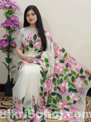 Hand Print Half Silk Sharee